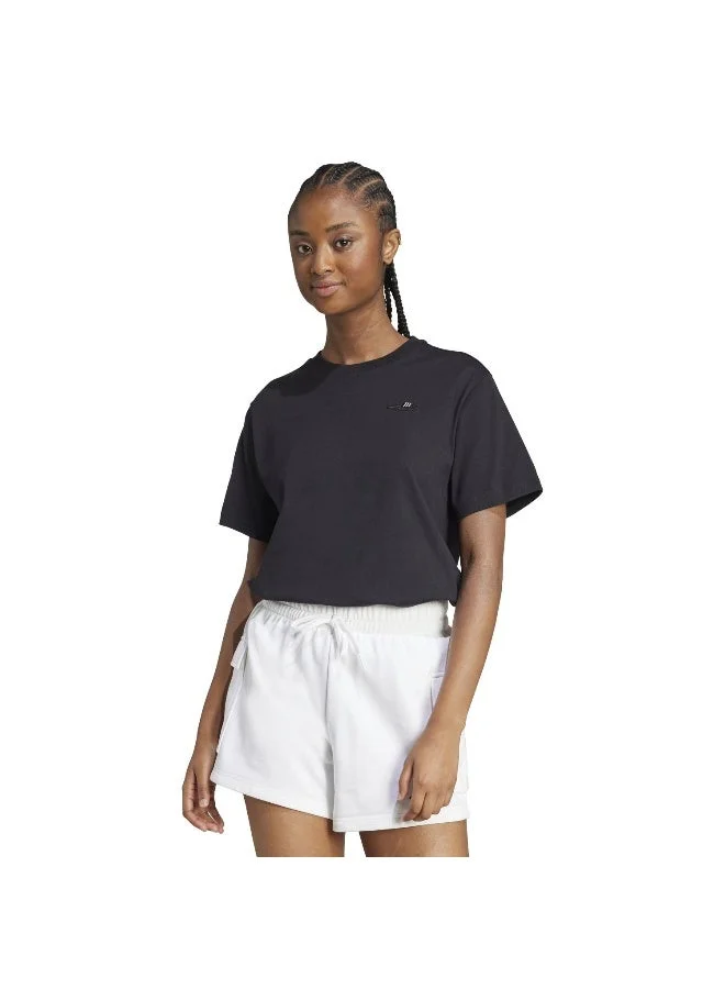 اديداس تيشيرت جرافيك سلايد أسود بأكمام قصيرة للنساء